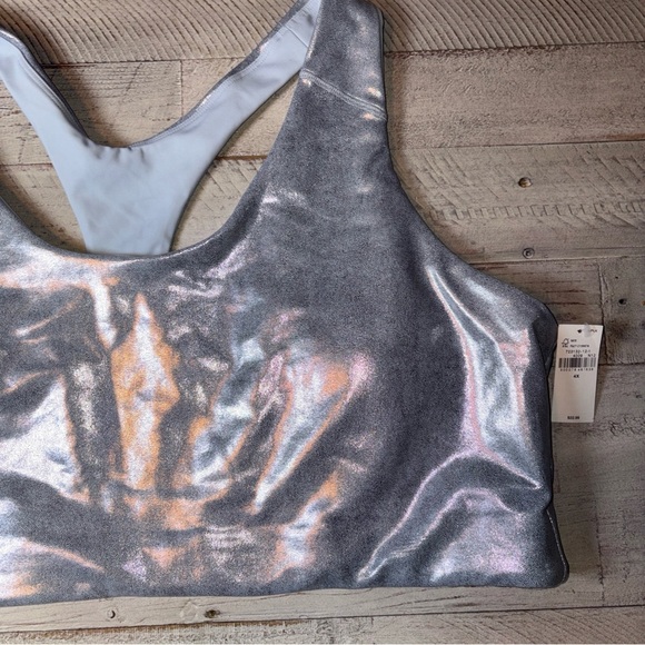 Old Navy Med-Support PowerSoft Racerback Sports Bra Blue Iced Mosaic Sz 4X NWT! - Picture 5 of 14